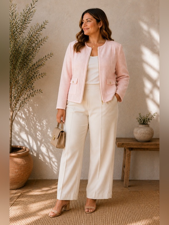 Karl Lagerfeld Jackets & Blazers - Karl Lagerfeld Paris collarless tweed jacket in Pink Blush